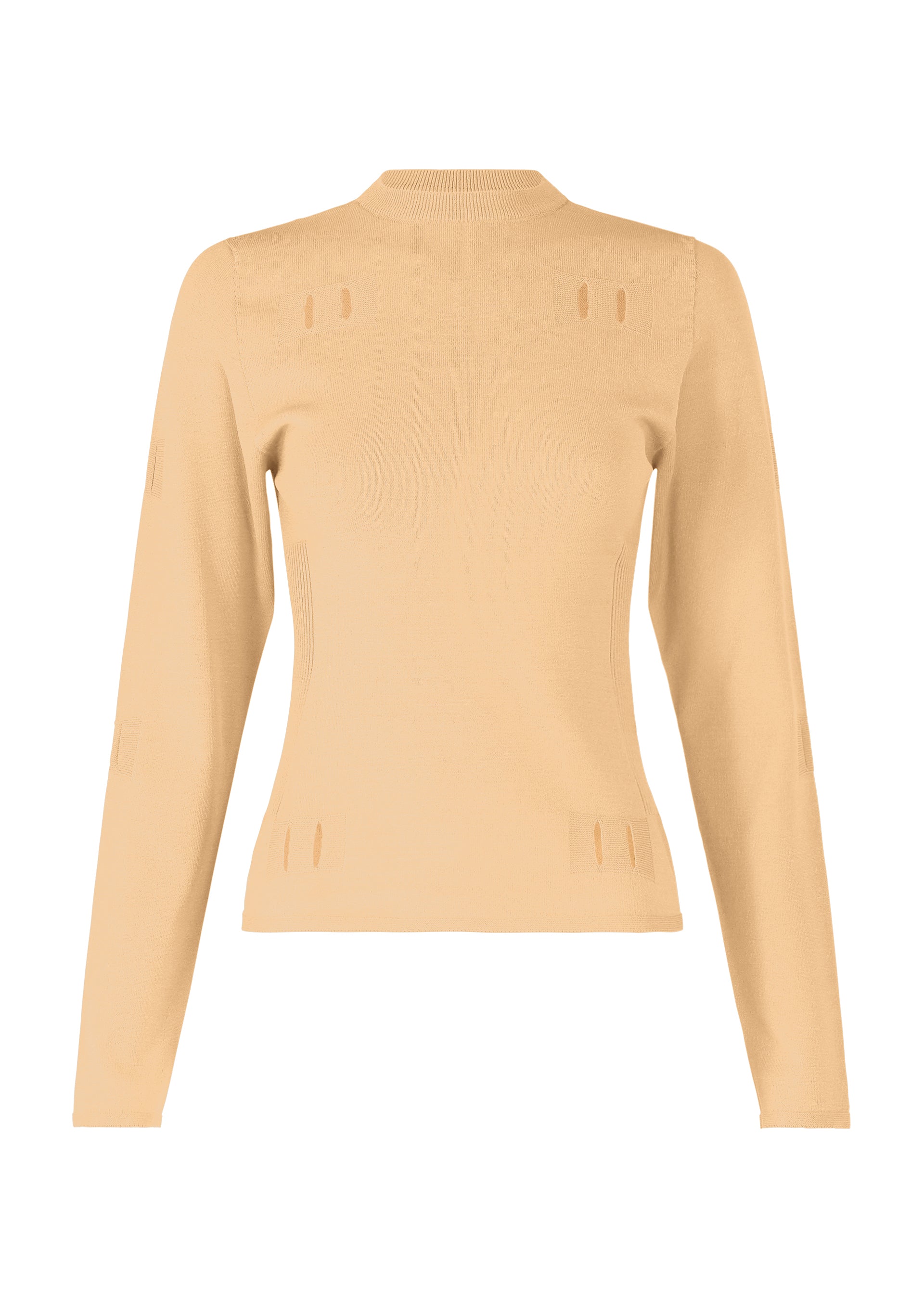 A product shot of the ISSEY MIYAKE BELT LOOP KNIT top in brown (42), recurring_style.