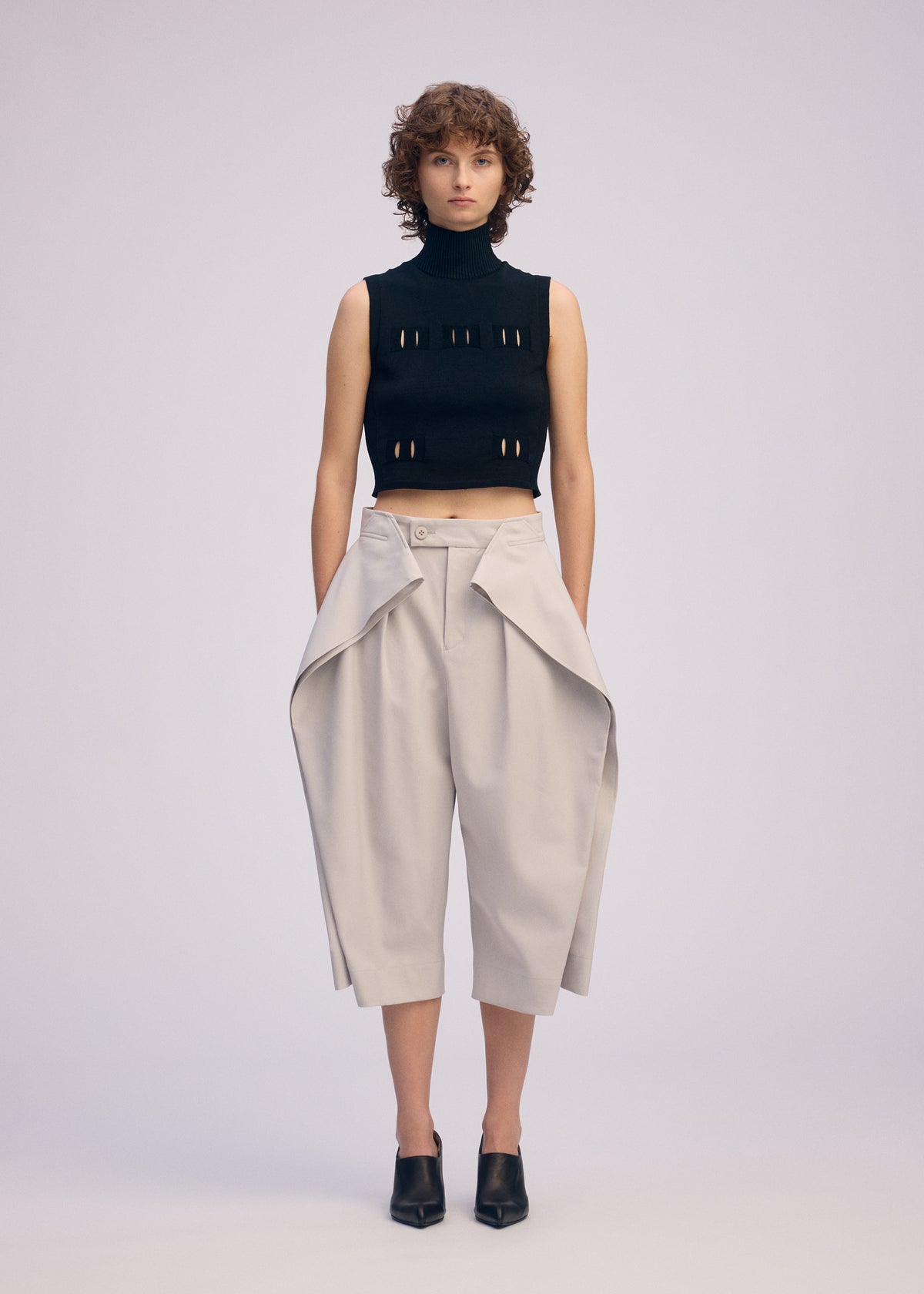 BELT LOOP KNIT Top Light Brown