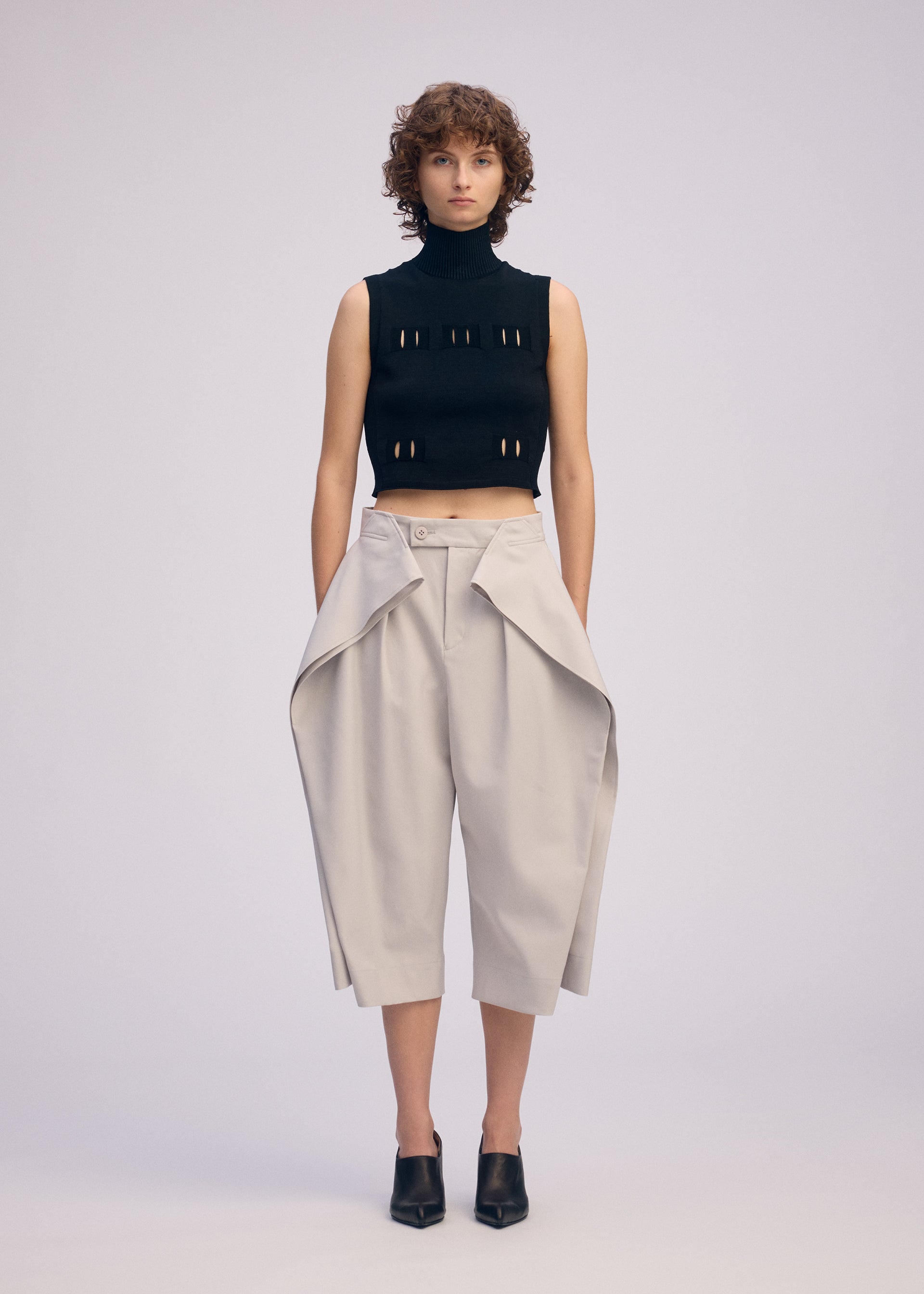 BELT LOOP KNIT Top Light Brown