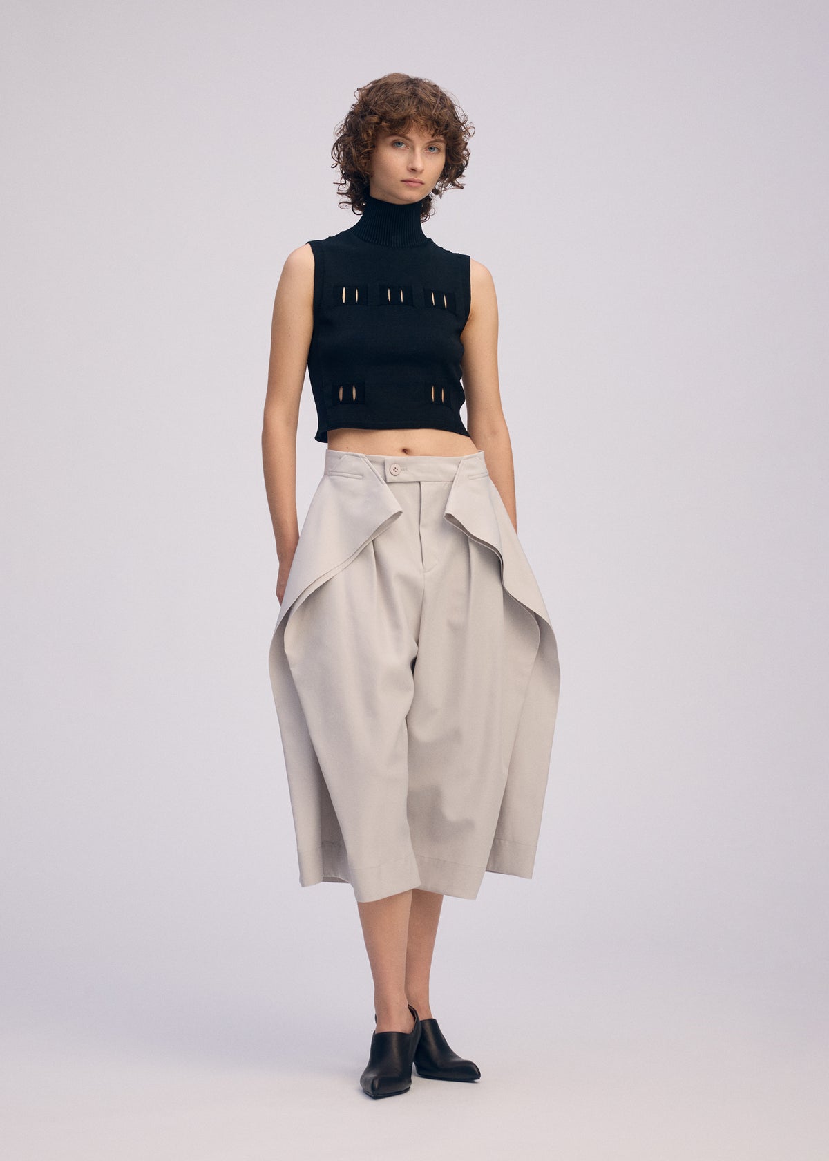 BELT LOOP KNIT Top Light Brown
