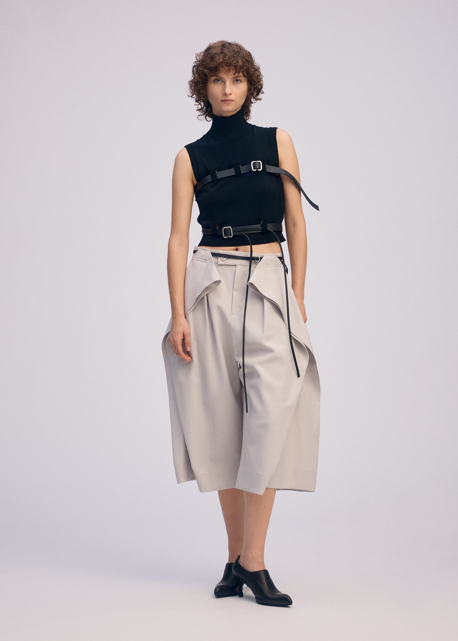 BELT LOOP KNIT Top Light Brown