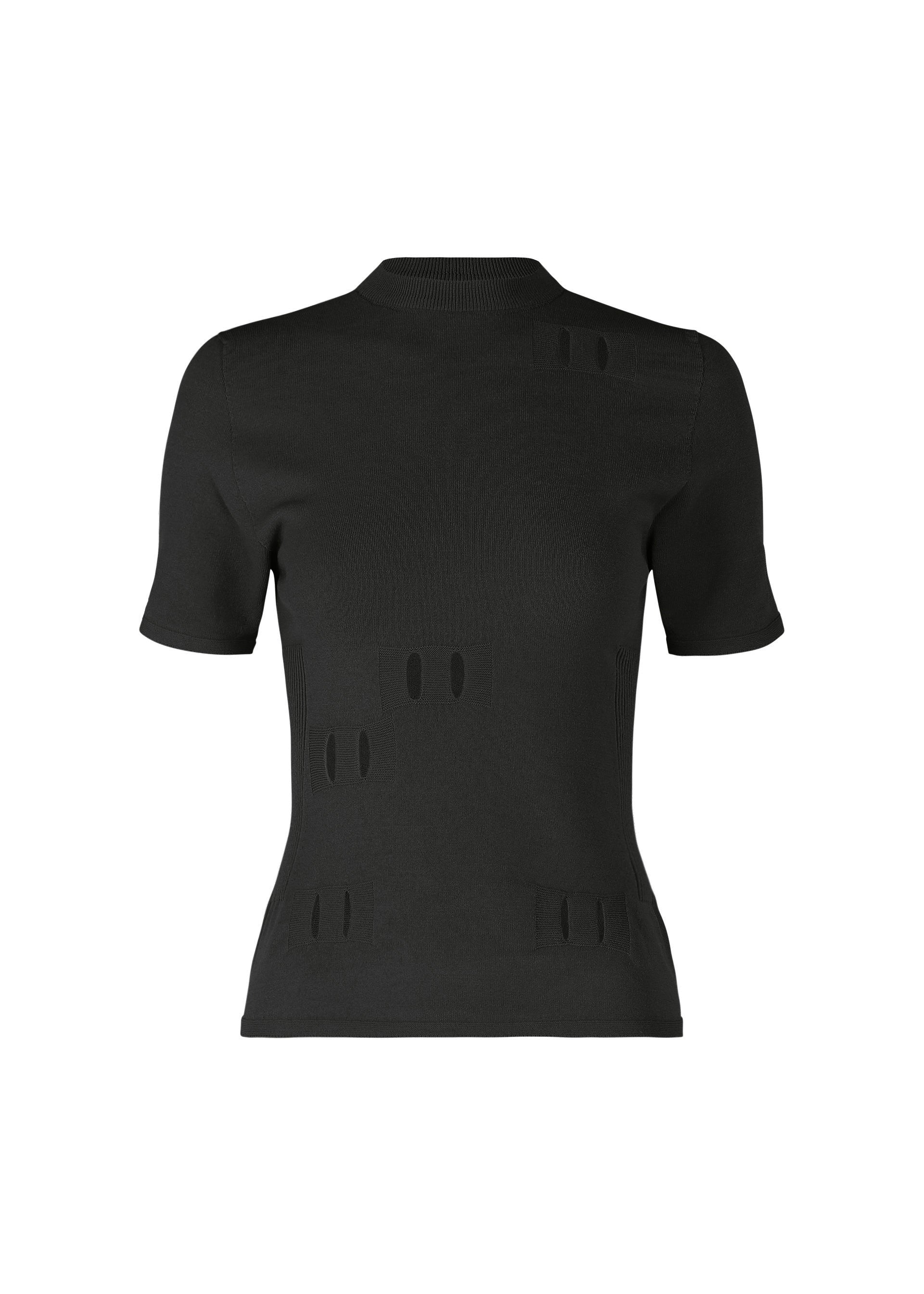 A product shot of the ISSEY MIYAKE BELT LOOP KNIT top in black (15), recurring_style.
