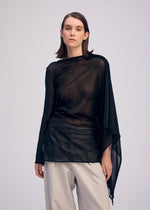 A model wears the ISSEY MIYAKE CONCEALED KNIT concealed-knit-top-light-grey.