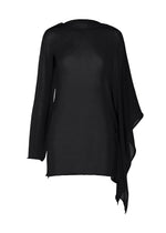 A product shot of the ISSEY MIYAKE CONCEALED KNIT top in black.