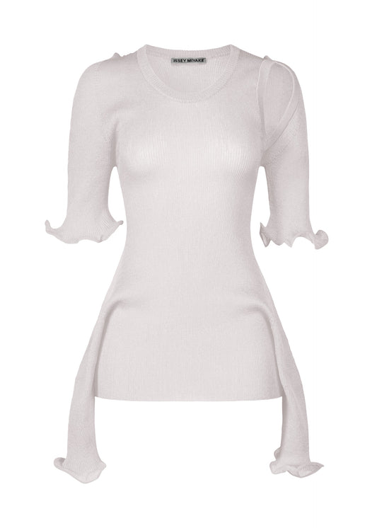 A product shot of the ISSEY MIYAKE ADVENTITIOUS?SLEEVES top in grey (11), recurring_style.