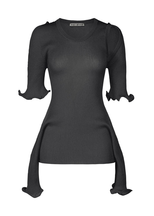 A product shot of the ISSEY MIYAKE ADVENTITIOUS?SLEEVES top in grey (14), recurring_style.