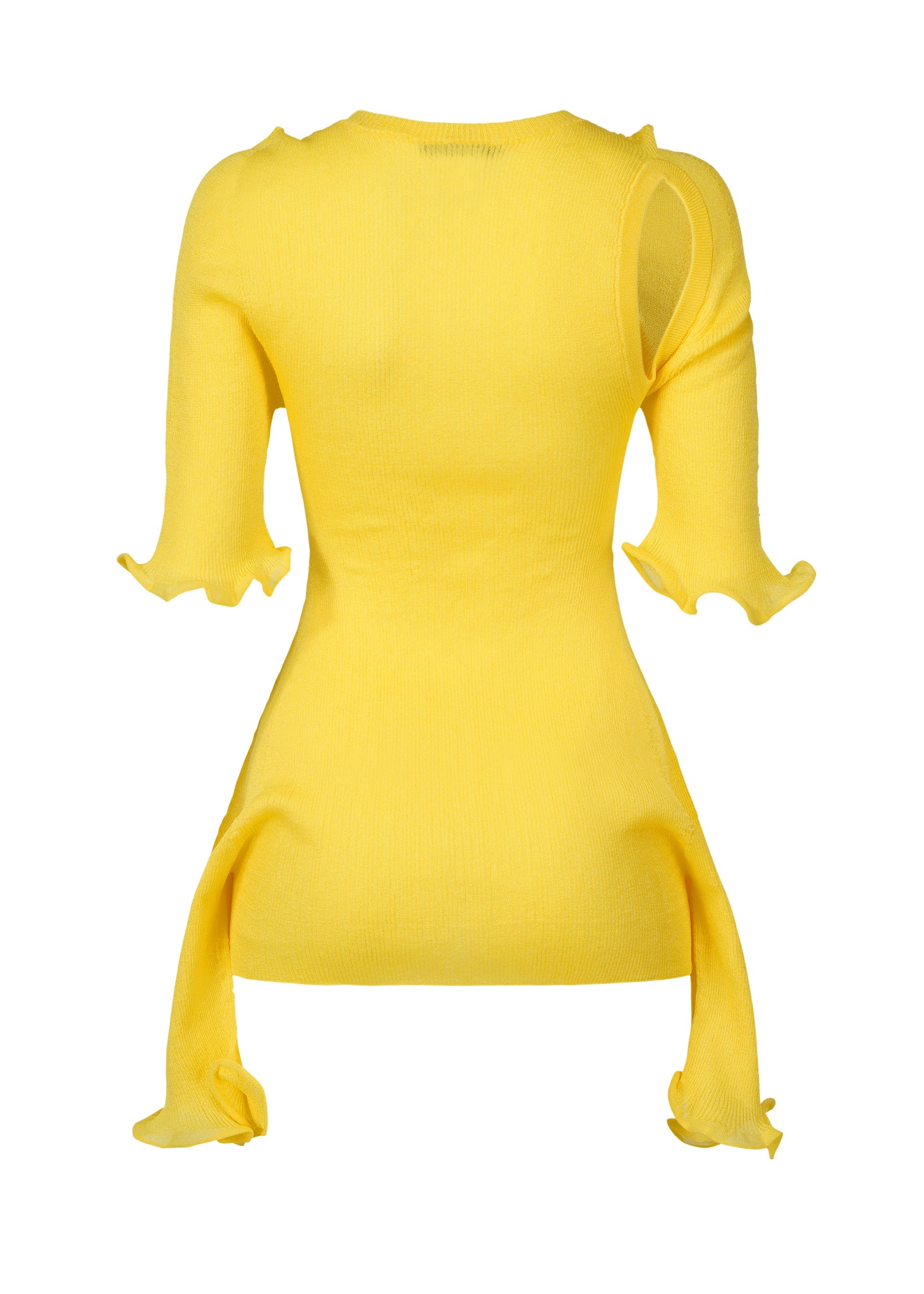 A detail shot of the ISSEY MIYAKE ADVENTITIOUS?SLEEVES top.
