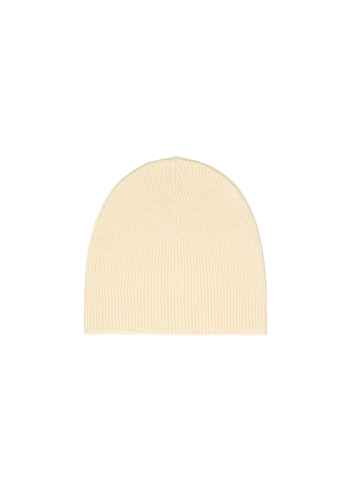 A product shot of the ISSEY MIYAKE O KNIT BEANIE cap in off-white.