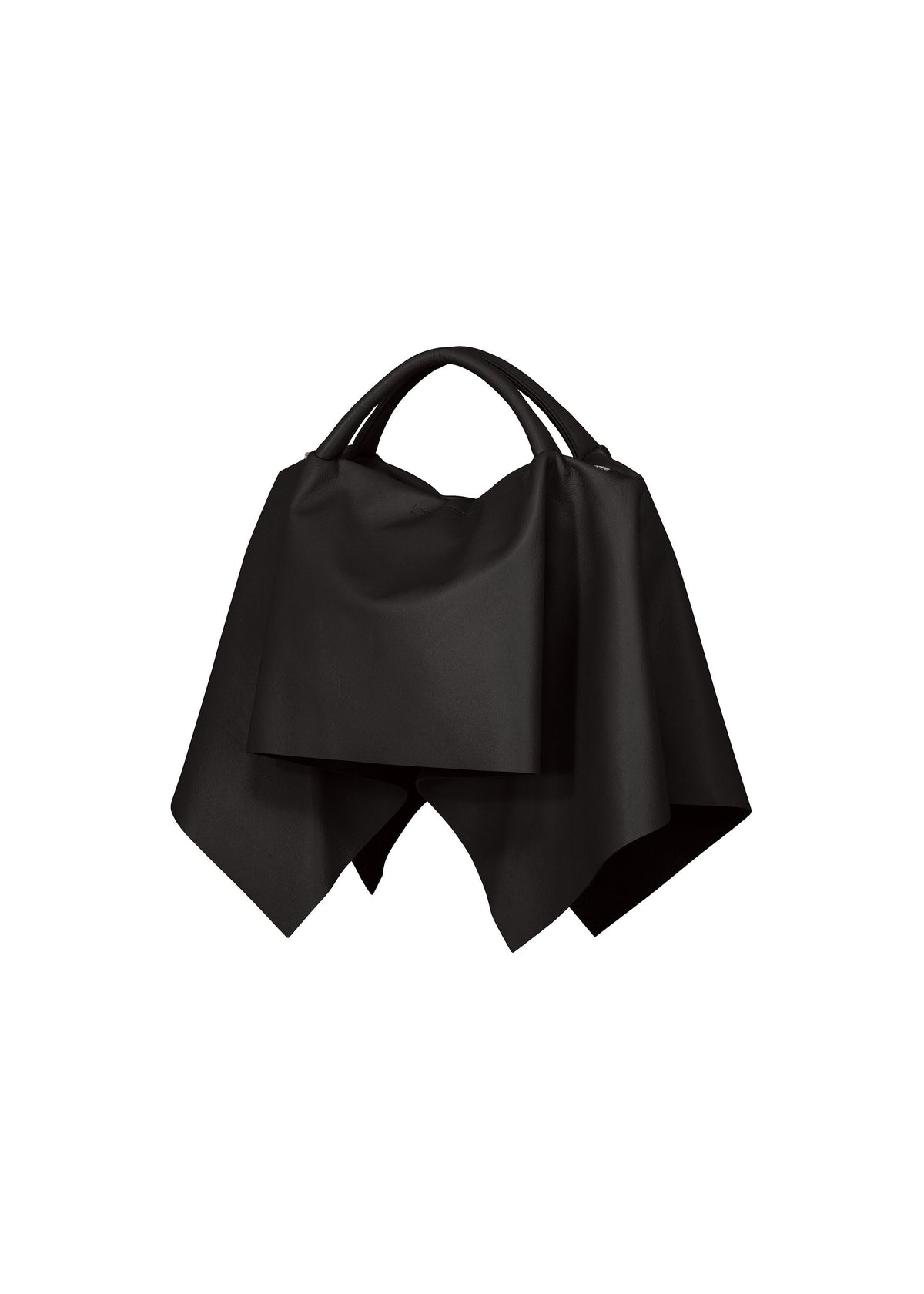A product shot of the ISSEY MIYAKE SQUARE BAG(LEATHER) bag in black.