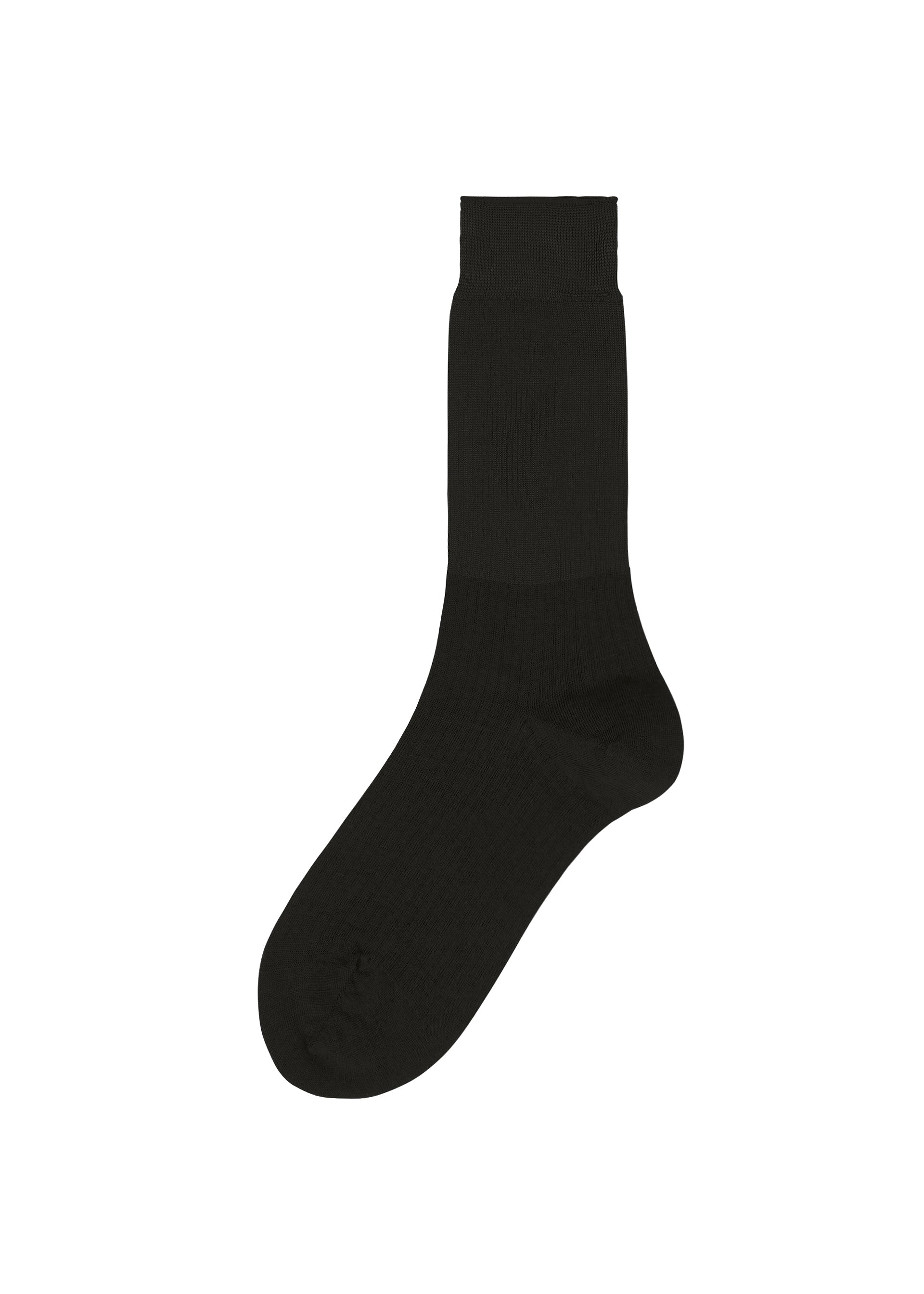 A product shot of the ISSEY MIYAKE SHEER RIB SOCKS socks in black.