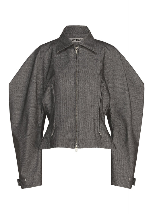 A product shot of the ISSEY MIYAKE REFLECTION blouson in gray.