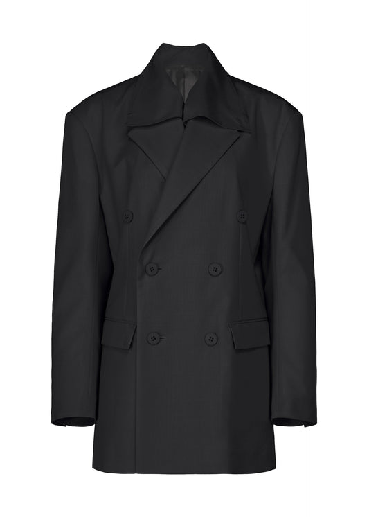 A product shot of the ISSEY MIYAKE HONEST ENSEMBLE jacket in black.