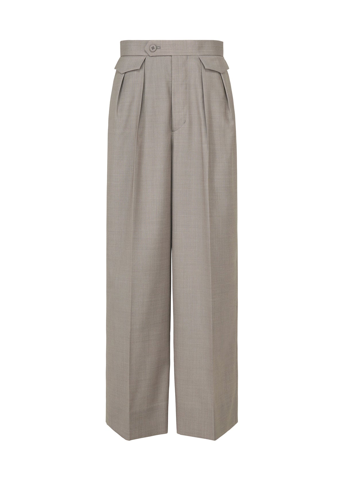 A product shot of the ISSEY MIYAKE HONEST ENSEMBLE pants in gray.