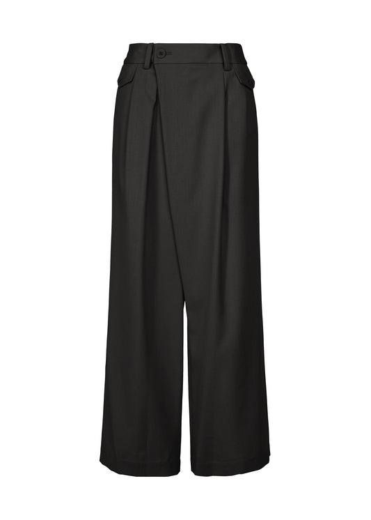 A product shot of the ISSEY MIYAKE LUSTROUS WOOL PANTS trousers in black.