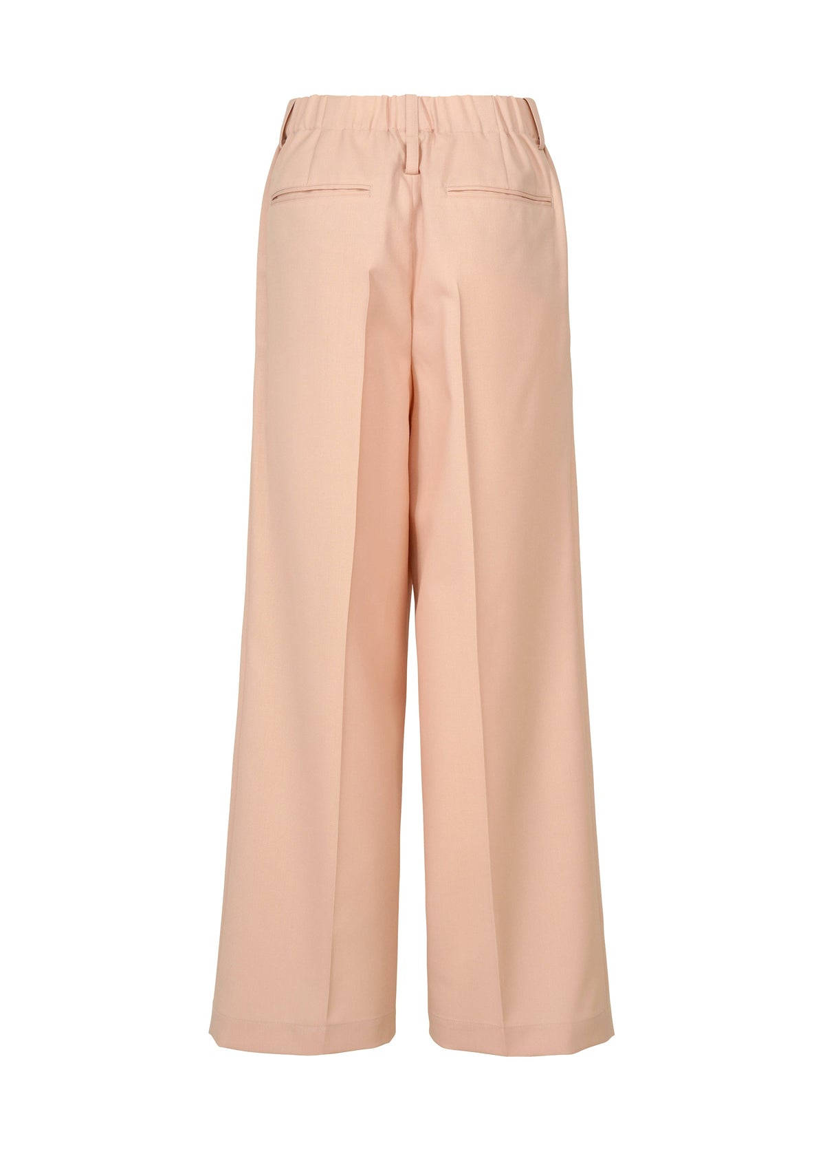 A detail shot of the ISSEY MIYAKE LUSTROUS WOOL PANTS trousers.