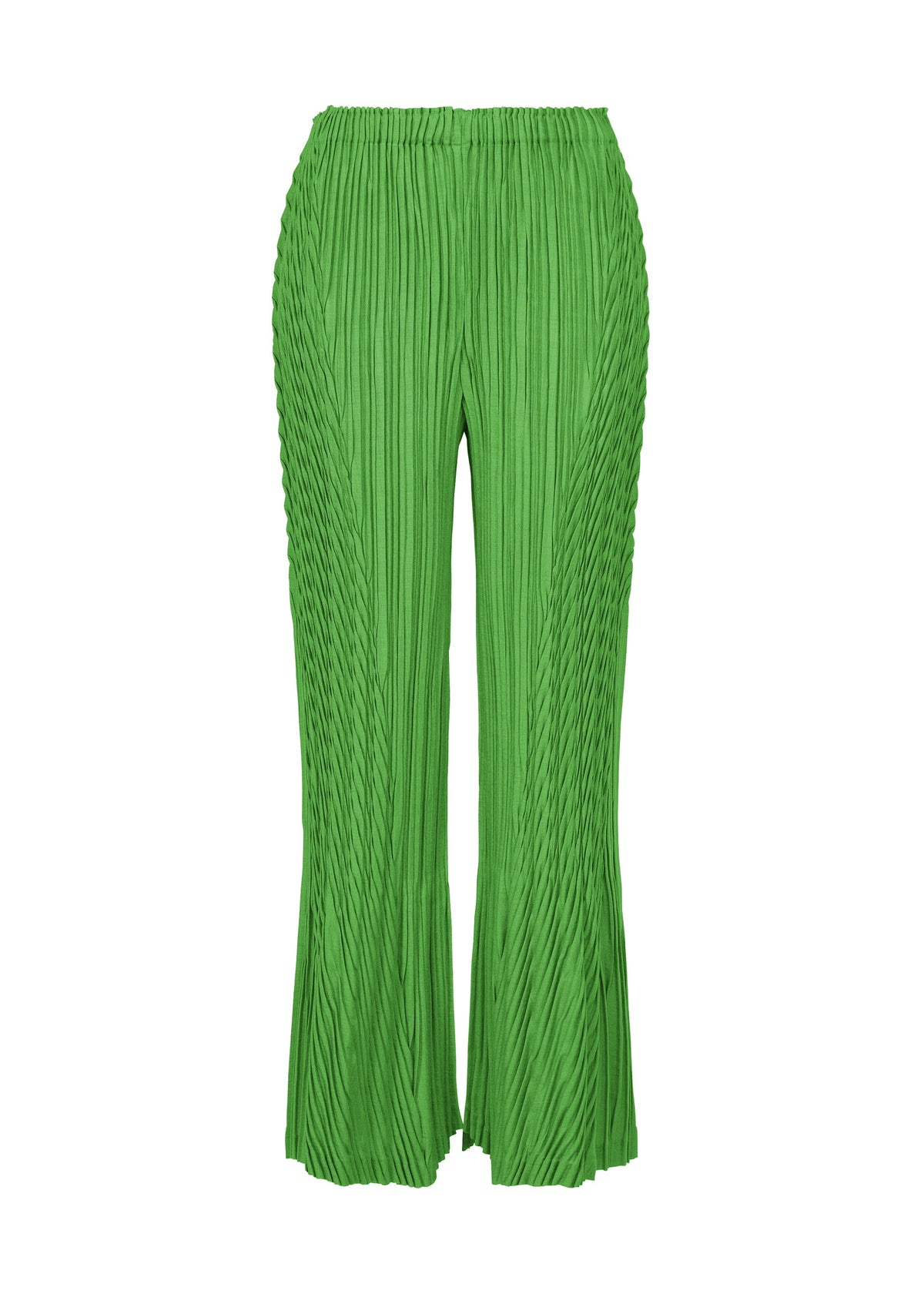 A product shot of the ISSEY MIYAKE UNFURLING PLEATS trousers in green.