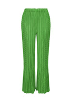 A product shot of the ISSEY MIYAKE UNFURLING PLEATS trousers in green.