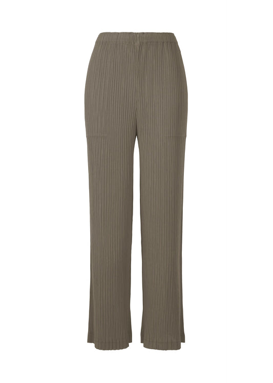 A product shot of the ISSEY MIYAKE HATCHING PLEATS trousers in gray.