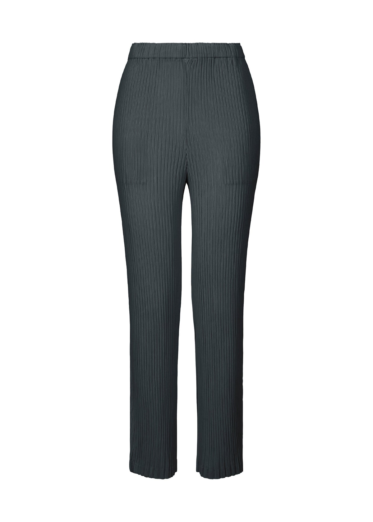 A product shot of the ISSEY MIYAKE HATCHING BOTTOMS pants in dark navy.