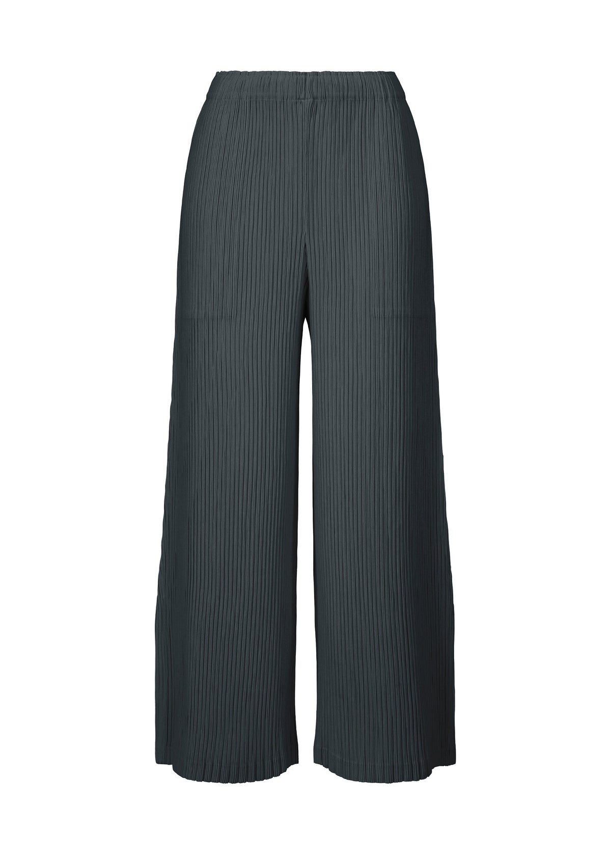 A product shot of the ISSEY MIYAKE HATCHING BOTTOMS pants in dark navy.