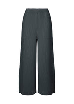 A product shot of the ISSEY MIYAKE HATCHING BOTTOMS pants in dark navy.