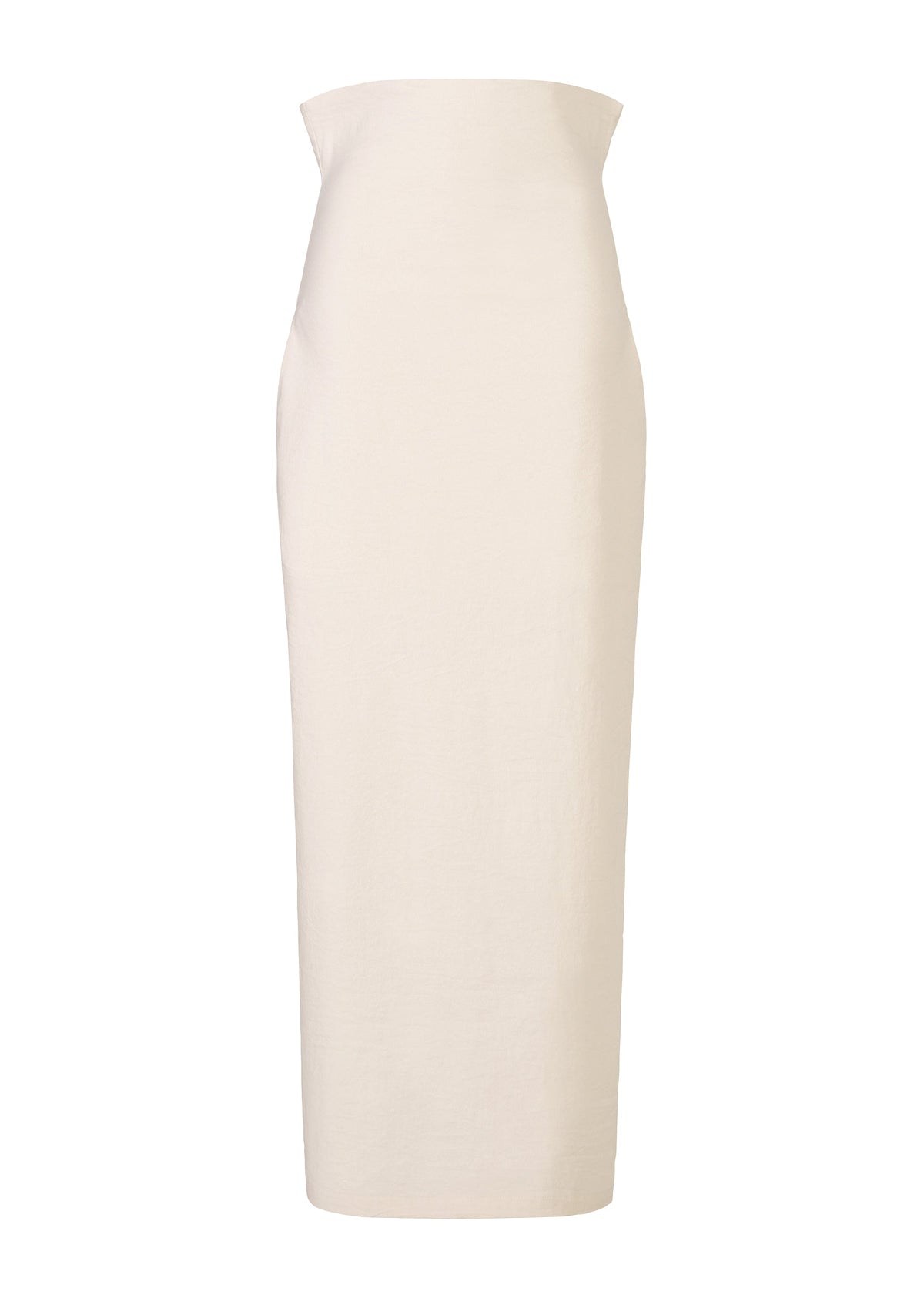 A product shot of the ISSEY MIYAKE ALLOW skirt in off-white.