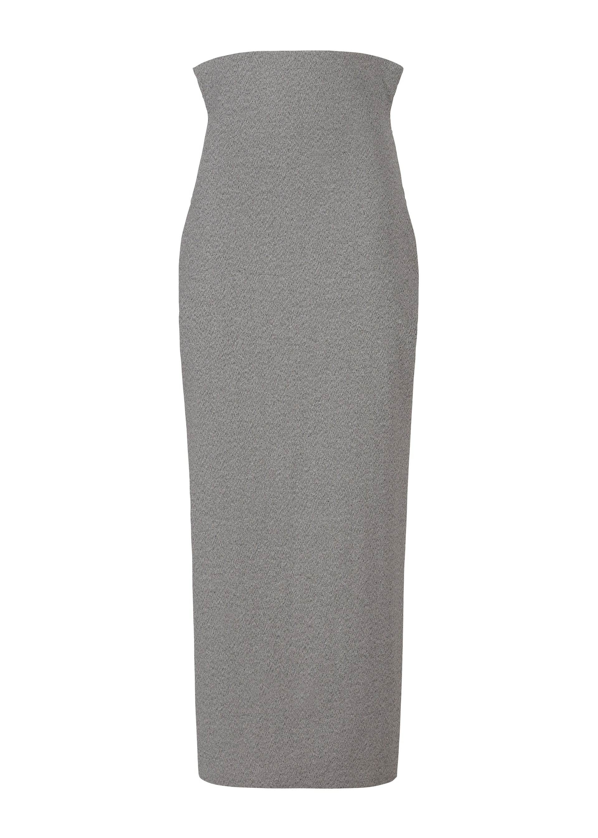 A product shot of the ISSEY MIYAKE ALLOW skirt in gray.