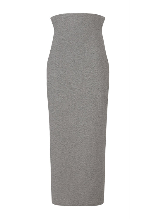 A product shot of the ISSEY MIYAKE ALLOW skirt in gray.