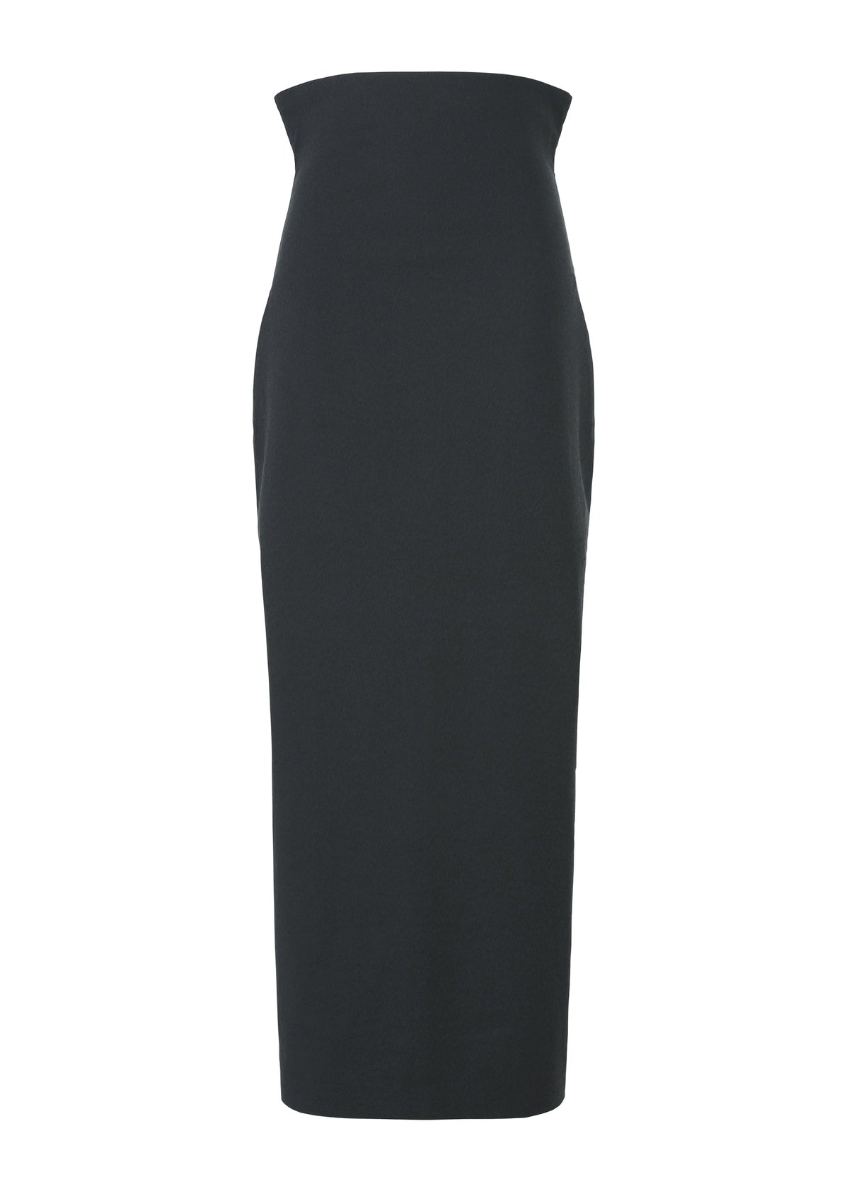A product shot of the ISSEY MIYAKE ALLOW skirt in dark navy.