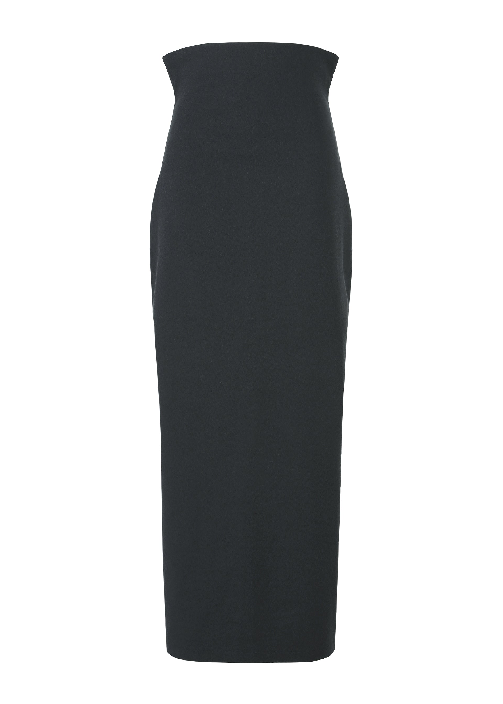 A product shot of the ISSEY MIYAKE ALLOW skirt in dark navy.