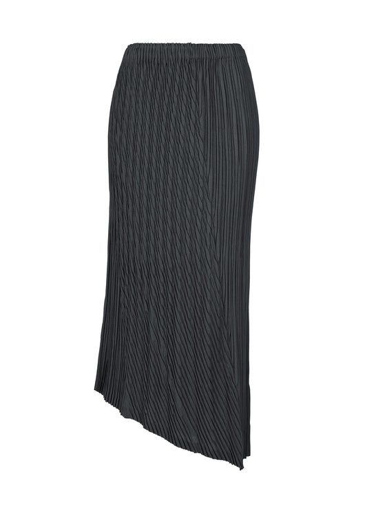 A product shot of the ISSEY MIYAKE UNFURLING PLEATS skirt in dark navy.