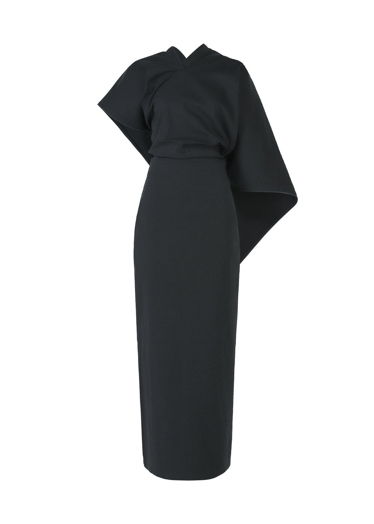 A product shot of the ISSEY MIYAKE ALLOW dress in dark navy.