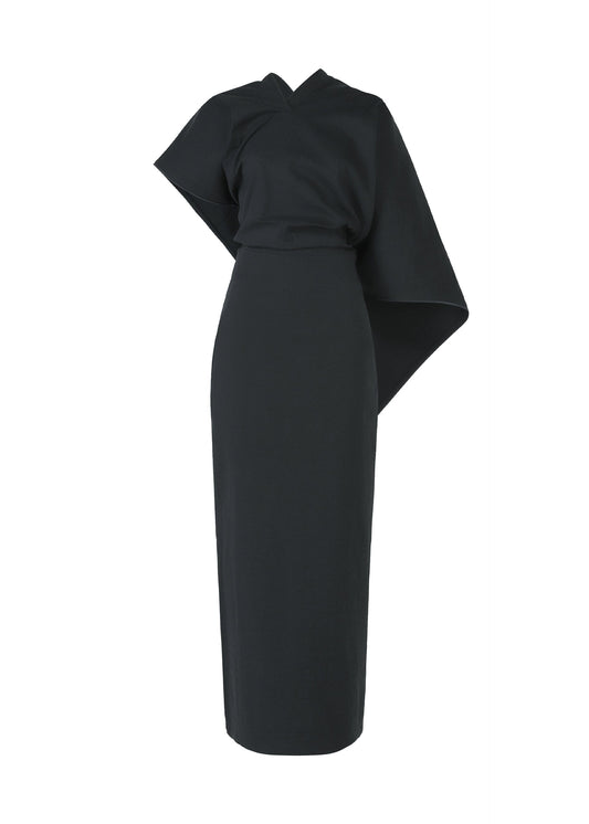A product shot of the ISSEY MIYAKE ALLOW dress in dark navy.