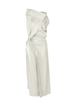A product shot of the ISSEY MIYAKE MERCURY dress in light gray.