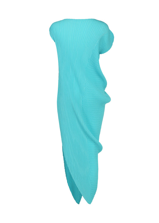 A detail shot of the ISSEY MIYAKE LEAF PLEATS dress.