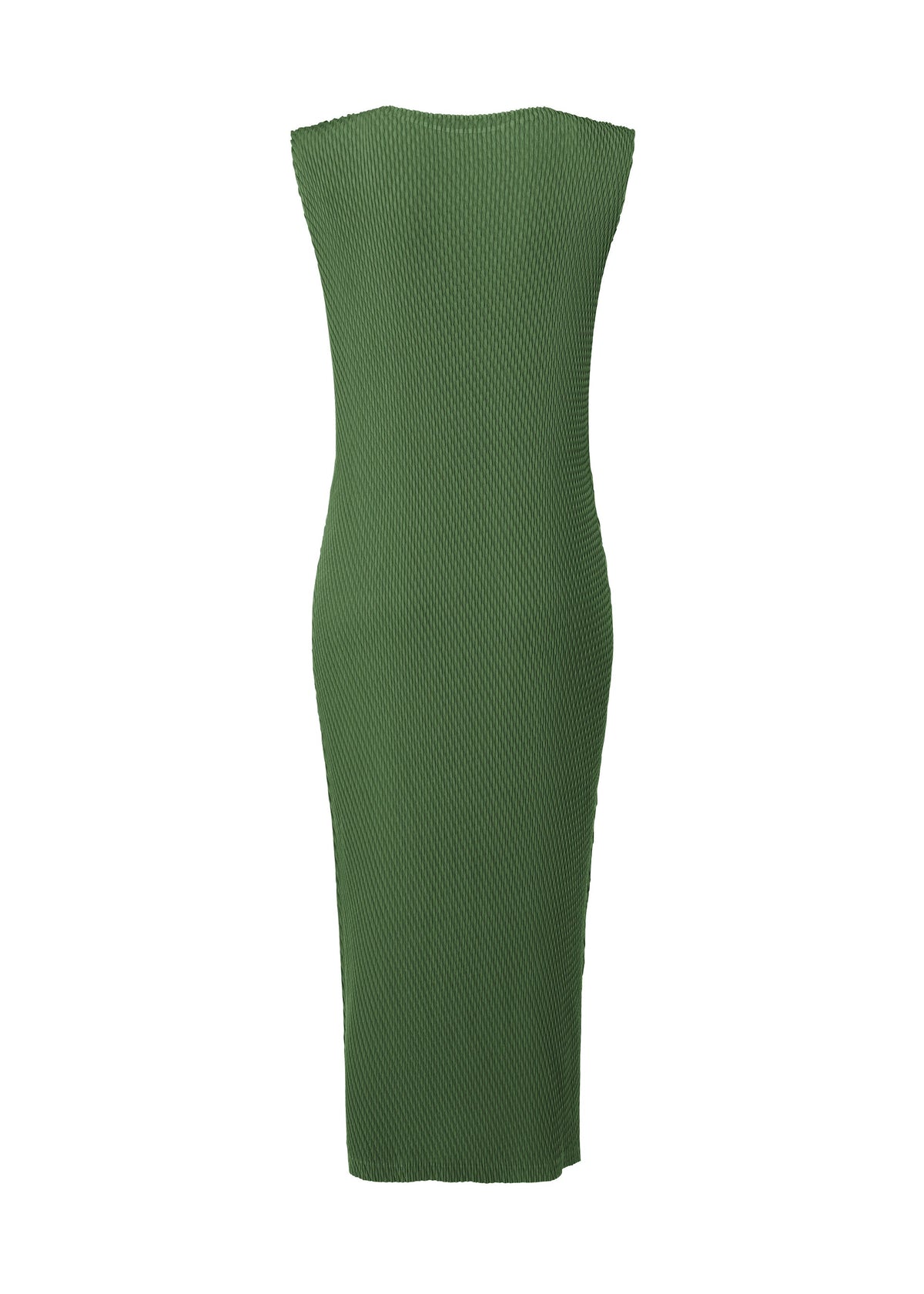 A detail shot of the ISSEY MIYAKE RHOMBUS PLEATS dress.