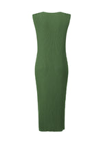 A detail shot of the ISSEY MIYAKE RHOMBUS PLEATS dress.