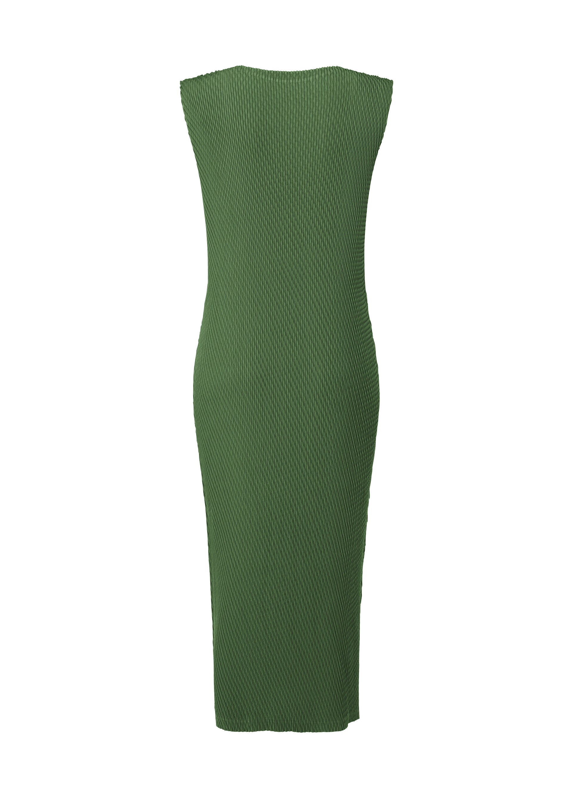 A detail shot of the ISSEY MIYAKE RHOMBUS PLEATS dress.