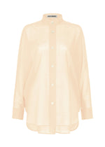 A product shot of the ISSEY MIYAKE SHEER WOOL shirt in off-white.