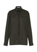 A product shot of the ISSEY MIYAKE MONSIEUR SHIRT(DOBBY STRIPE) shirt in black-hued.