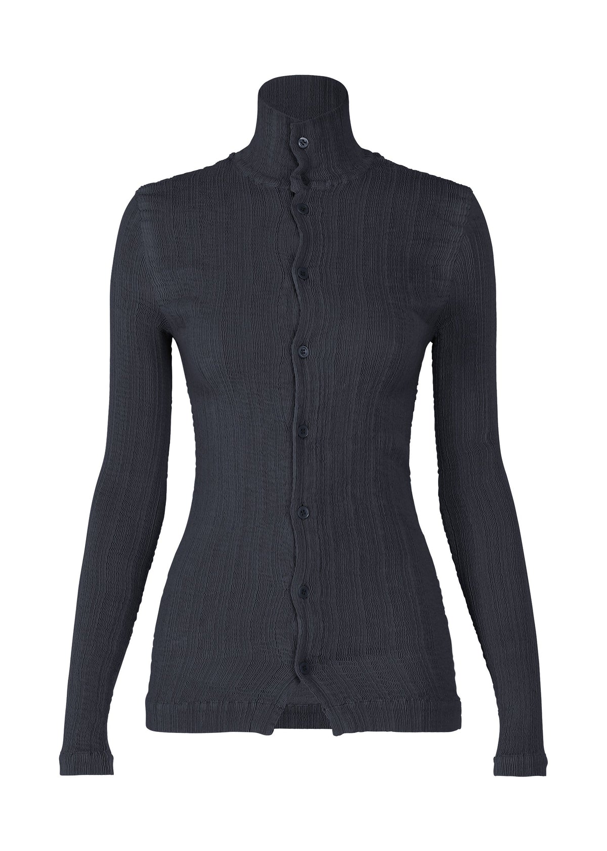 A product shot of the ISSEY MIYAKE RILL shirt in dark navy.