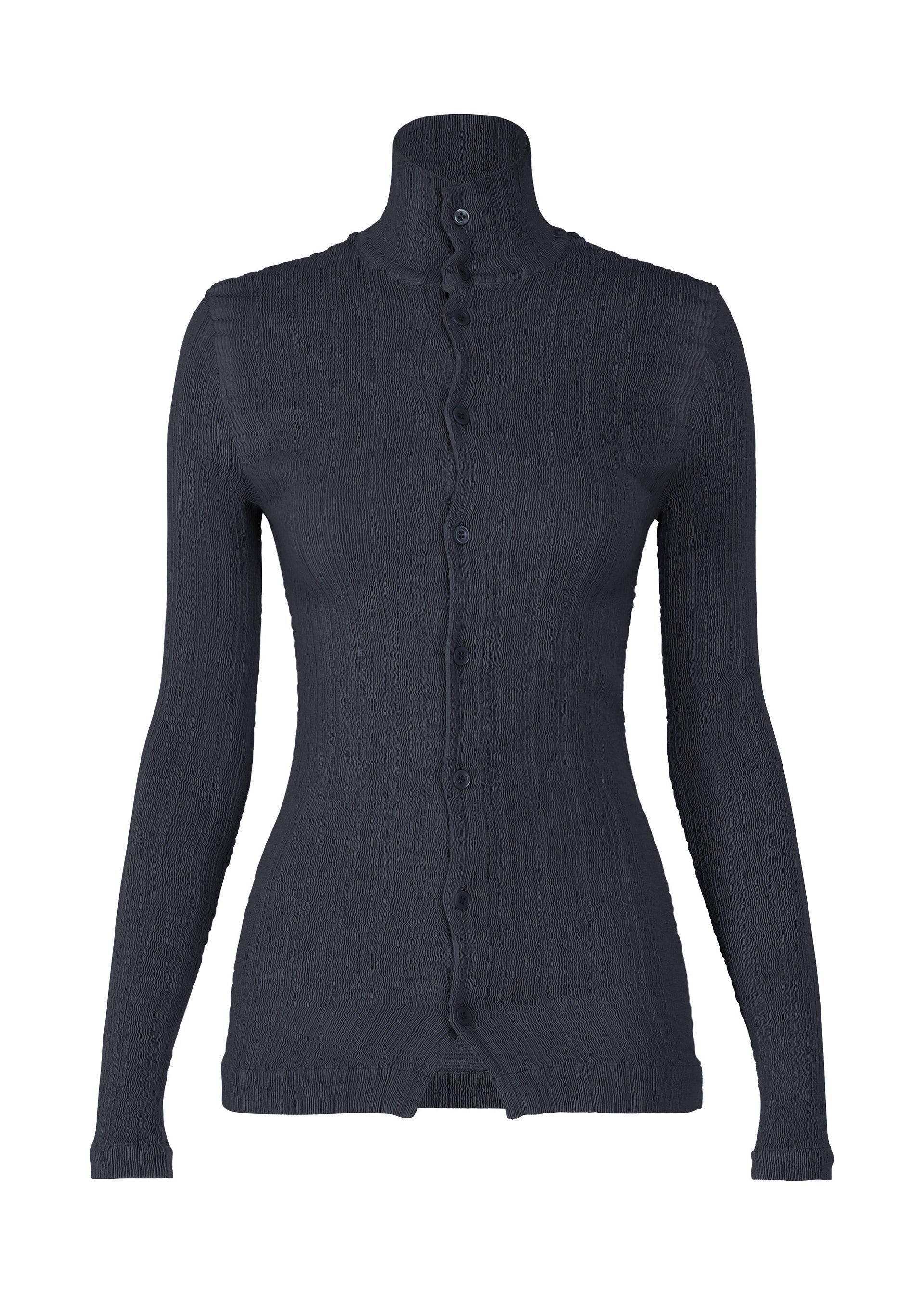 A product shot of the ISSEY MIYAKE RILL shirt in dark navy.