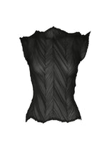 A product shot of the ISSEY MIYAKE ZIGZAG PLEATS shirt in black.