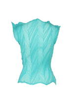 A detail shot of the ISSEY MIYAKE ZIGZAG PLEATS shirt.