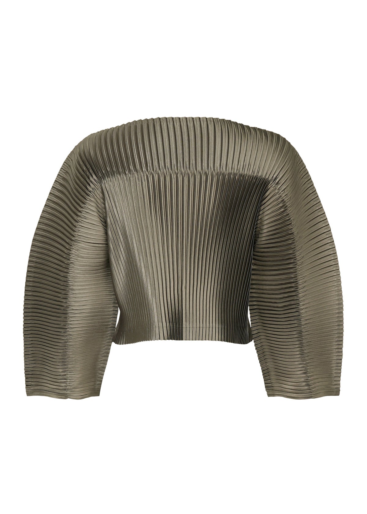 A detail shot of the ISSEY MIYAKE GLOSSED PANELS PLEATS shirt.