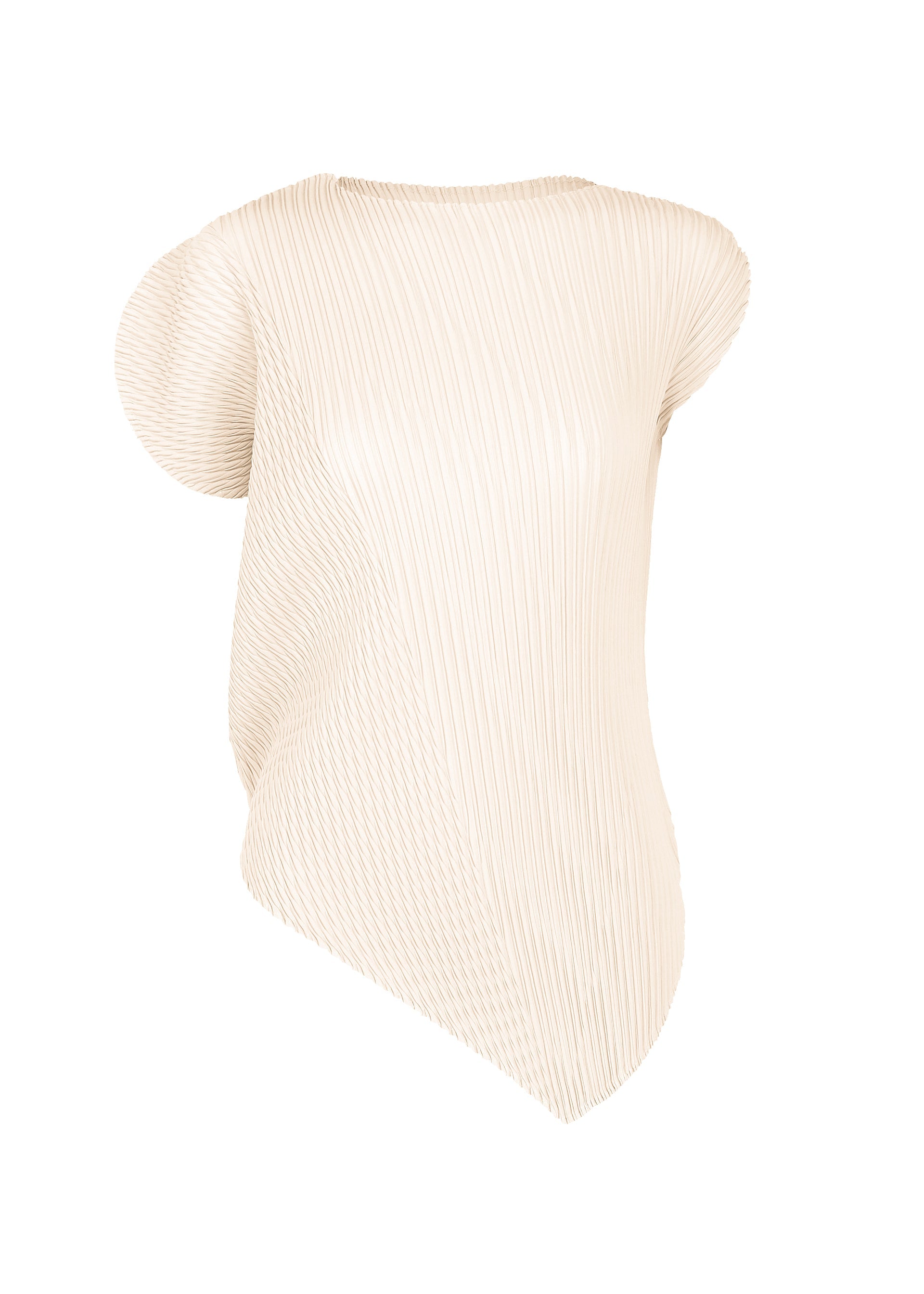 A product shot of the ISSEY MIYAKE LEAF PLEATS shirt in off-white.