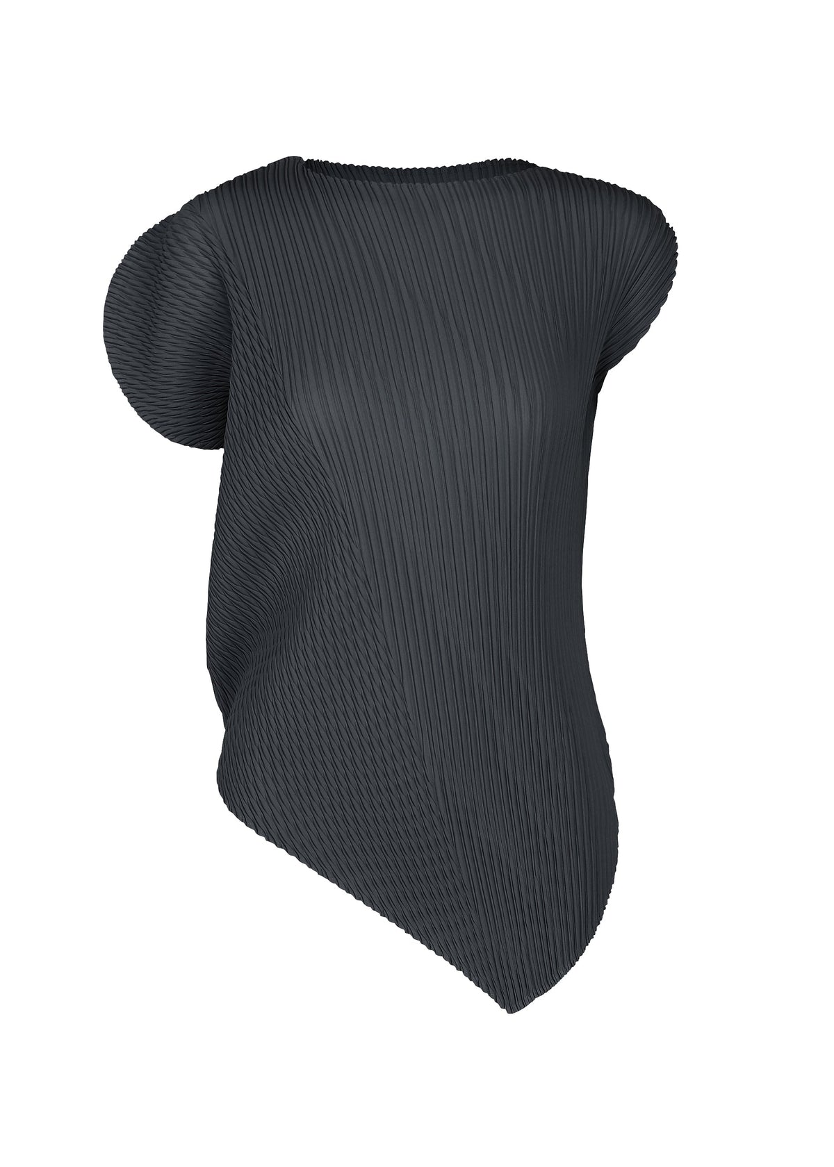 A product shot of the ISSEY MIYAKE LEAF PLEATS shirt in dark navy.