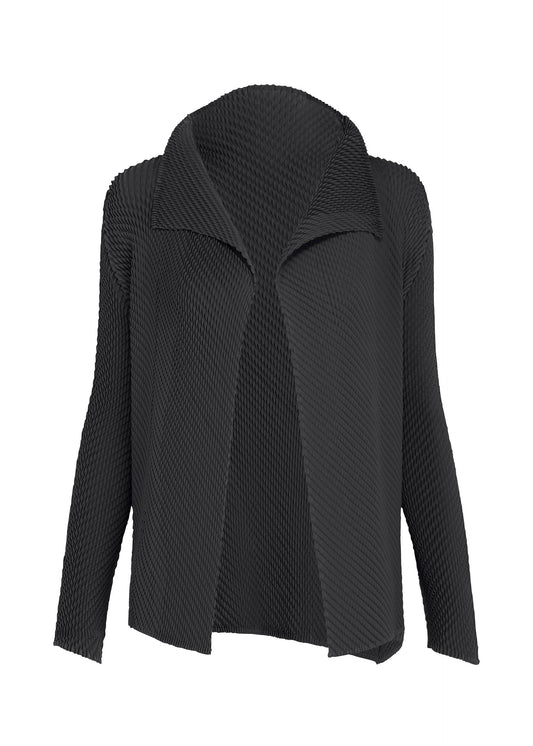 A product shot of the ISSEY MIYAKE MISTY PLEATS shirt in black.