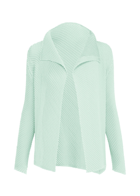 A product shot of the ISSEY MIYAKE MISTY PLEATS shirt in light blue.
