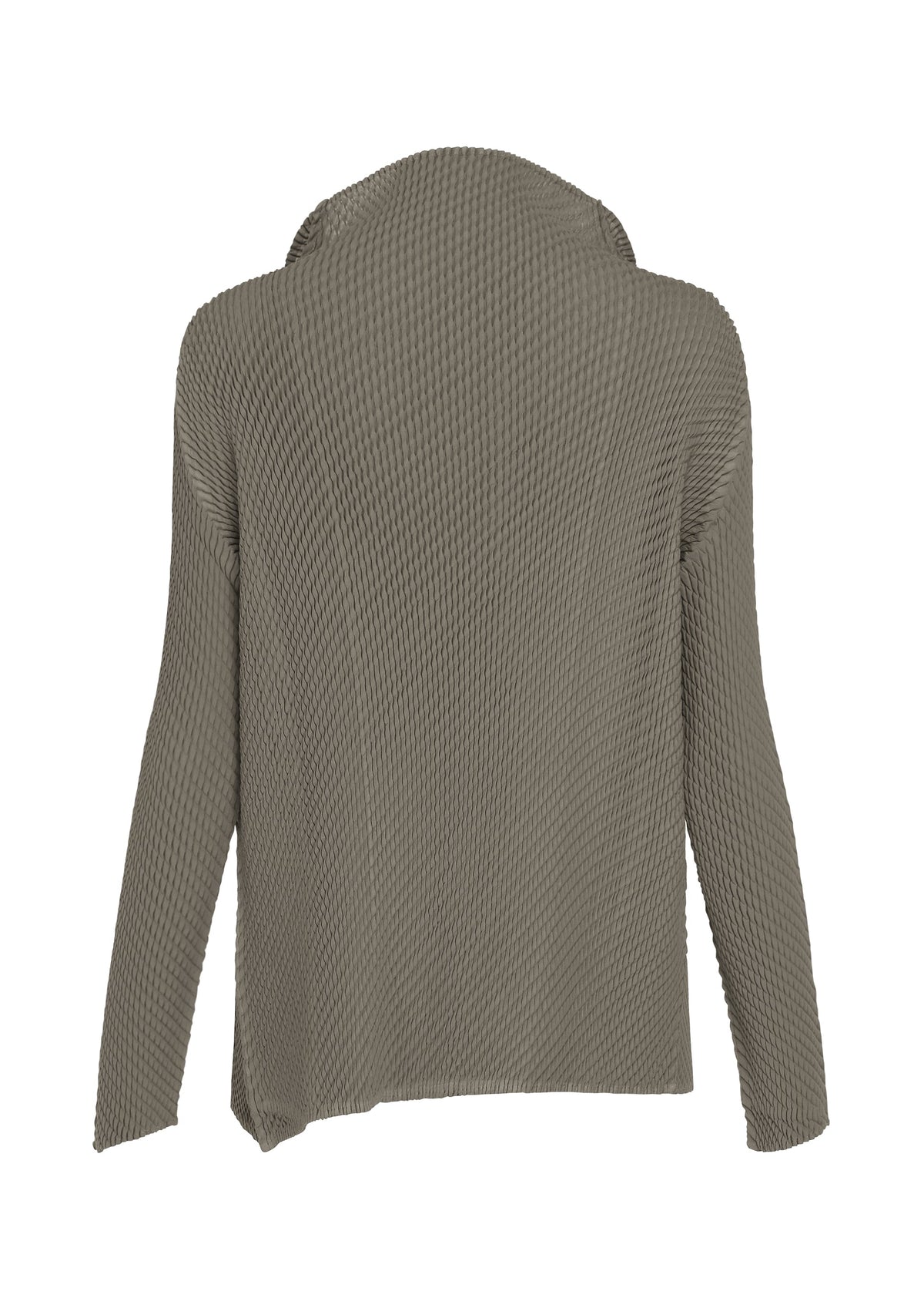 A detail shot of the ISSEY MIYAKE MISTY PLEATS shirt.